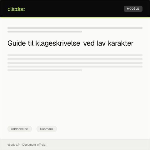 Document preview: Klageskrivelse over lav karakter — Uddannelse, Danmark