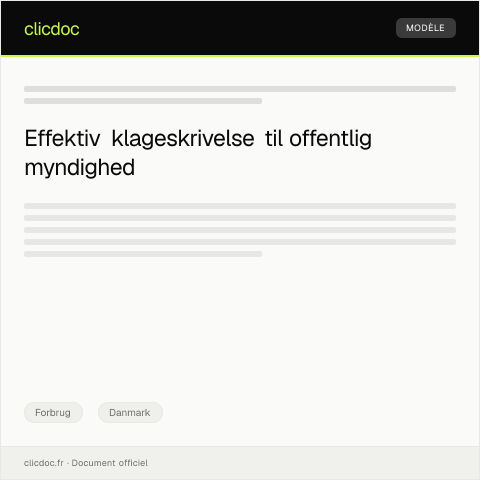 Document preview: Klageskrivelse vedrørende serviceforringelse — Forbrug, Danmark