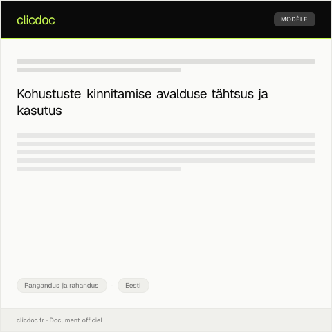 Document preview: Kohustuste kinnitamise avaldus — Pangandus ja rahandus, Eesti