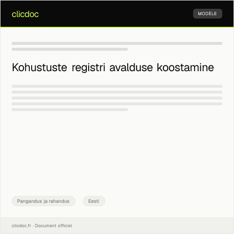Document preview: Kohustuste registri avaldus — Pangandus ja rahandus, Eesti