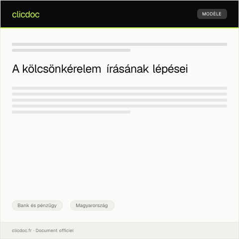 Document preview: Kölcsönkérelem banknál — Bank és pénzügy, Magyarország