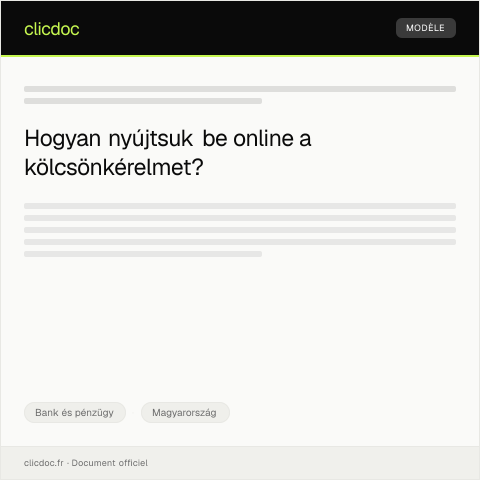 Document preview: Kölcsönkérelem online benyújtása — Bank és pénzügy, Magyarország