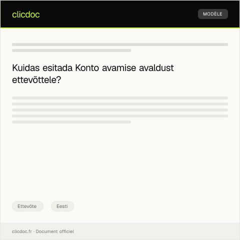 Document preview: Konto avamise avaldus ettevõttele — Ettevõte, Eesti