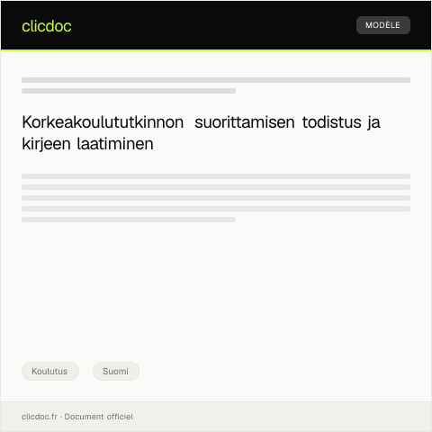 Document preview: Korkeakoulututkinnon suorittamisen todistus — Koulutus, Suomi