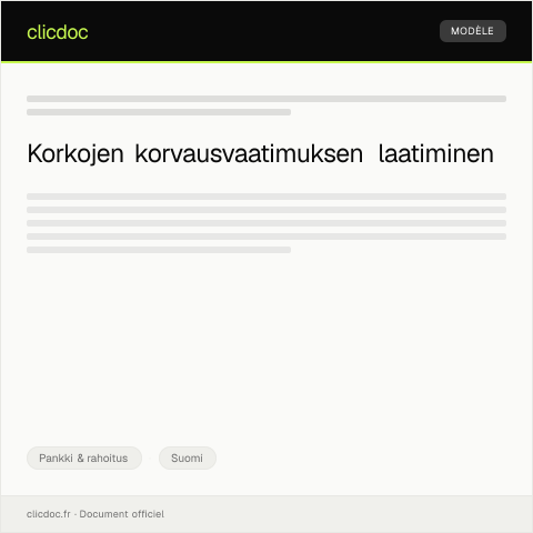 Document preview: Korkojen korvausvaatimus — Pankki & rahoitus, Suomi