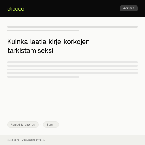 Document preview: Korkojen tarkistaminen — Pankki & rahoitus, Suomi