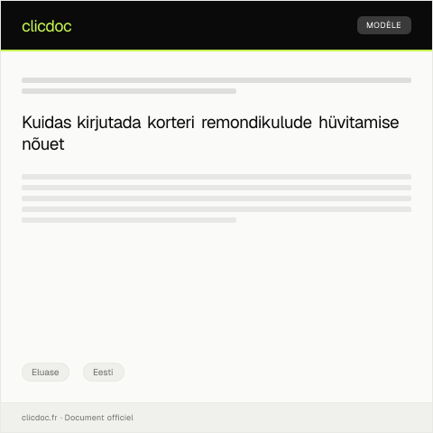 Document preview: Korteri remondikulude hüvitamise nõue — Eluase, Eesti