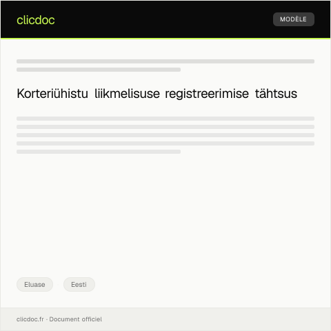 Document preview: Korteriühistu liikmelisuse registreerimine ning teatis — Eluase, Eesti