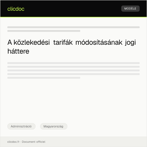 Document preview: Közösségi közlekedési tarifacsomag módosítás — Adminisztráció, Magyarország