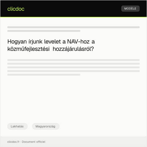 Document preview: Közműfejlesztési hozzájárulás befizetése elektronikus úton — Lakhatás, Magyarország