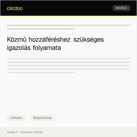 Document preview: Közmű hozzáféréshez szükséges igazolás elektronikus úton — Lakhatás, Magyarország