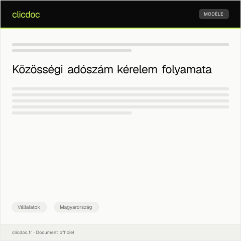 Document preview: Közösségi adószám kérelme — Vállalatok, Magyarország