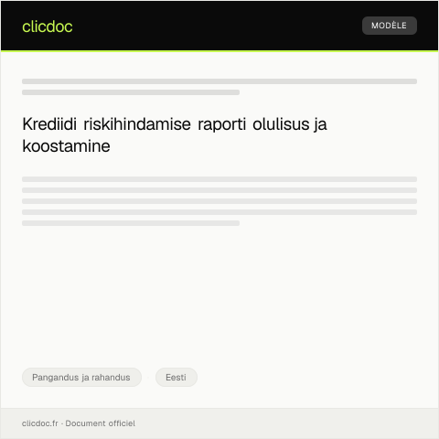 Document preview: Krediidi riskihindamise raport digitaalne — Pangandus ja rahandus, Eesti