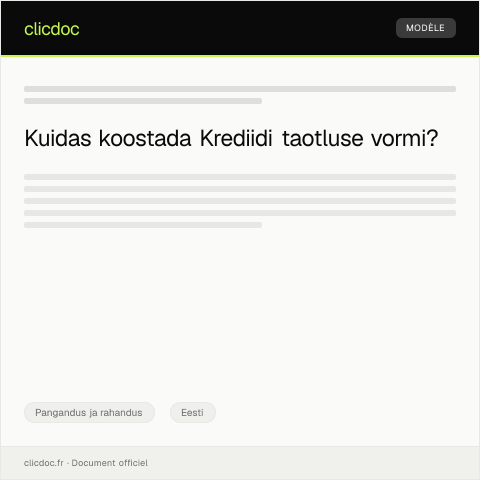 Document preview: Krediidi taotluse vorm — Pangandus ja rahandus, Eesti