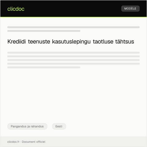 Document preview: Krediidi teenuste kasutuslepingu taotlus — Pangandus ja rahandus, Eesti