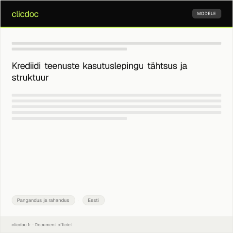 Document preview: Krediidi teenuste kasutusleping digitaal — Pangandus ja rahandus, Eesti