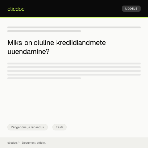 Document preview: Krediidiandmete uuendamise vorm digitaal — Pangandus ja rahandus, Eesti