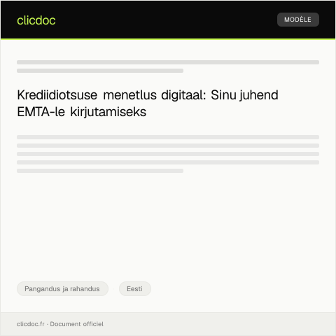 Document preview: Krediidiotsuse menetlus digitaal — Pangandus ja rahandus, Eesti