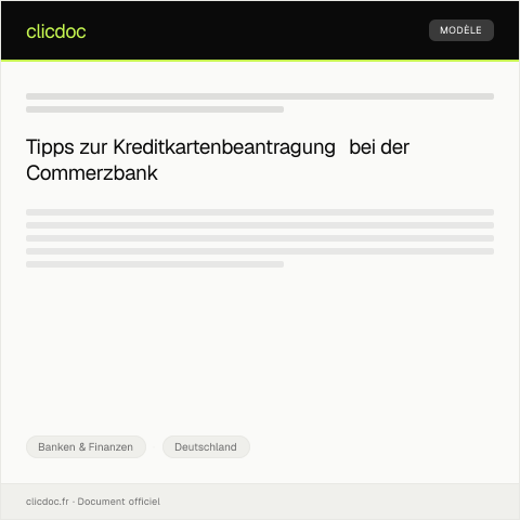 Dokumentvorschau: Kreditkartenbeantragung bei der Commerzbank — Banken & Finanzen, Deutschland