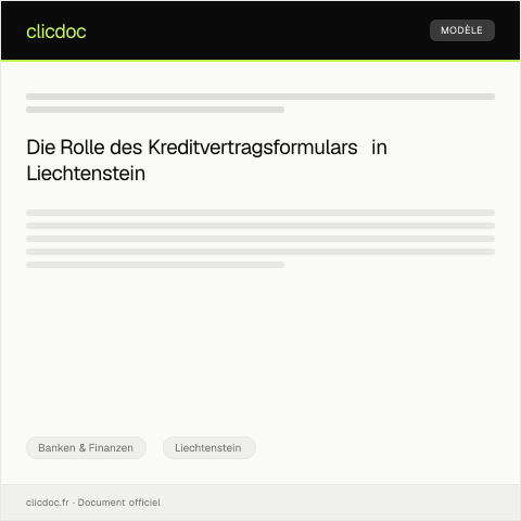 Dokumentvorschau: Kreditvertragsformular — Banken & Finanzen, Liechtenstein