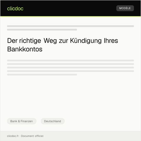 Dokumentvorschau: Kündigung eines Bankkontos – Musterbrief — Bank & Finanzen, Deutschland