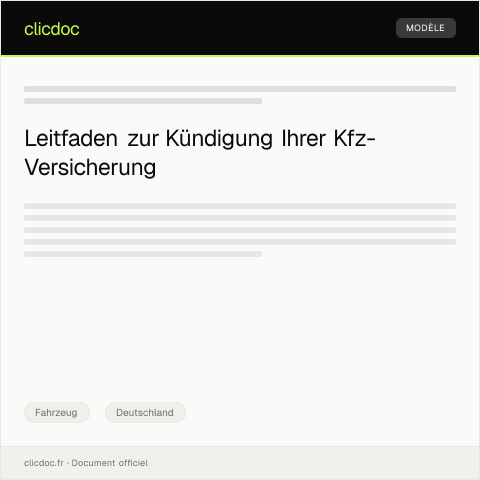 Dokumentvorschau: Kündigung der Kfz-Versicherung bei Schadensfall — Fahrzeug, Deutschland