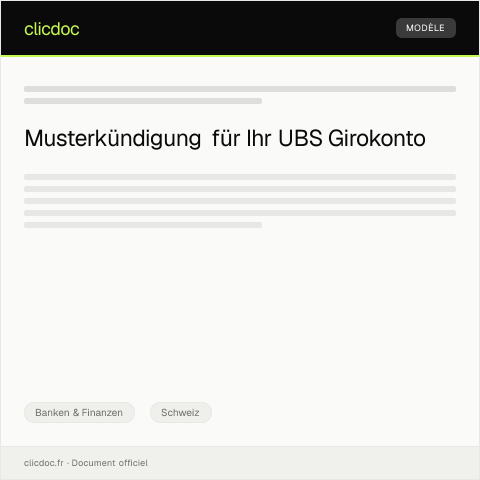 Dokumentvorschau: Kündigung des Girokontos bei der UBS — Banken & Finanzen, Schweiz