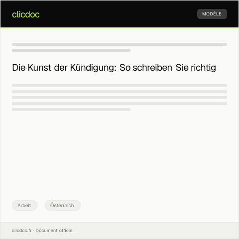 Dokumentvorschau: Kündigung eines Arbeitsverhältnisses — Arbeit, Österreich
