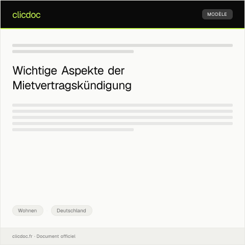 Dokumentvorschau: Kündigung eines Mietvertrags — Wohnen, Deutschland
