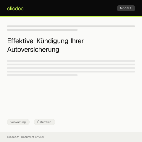 Dokumentvorschau: Kündigung meiner Autoversicherung bei meiner Versicherung — Verwaltung, Österreich