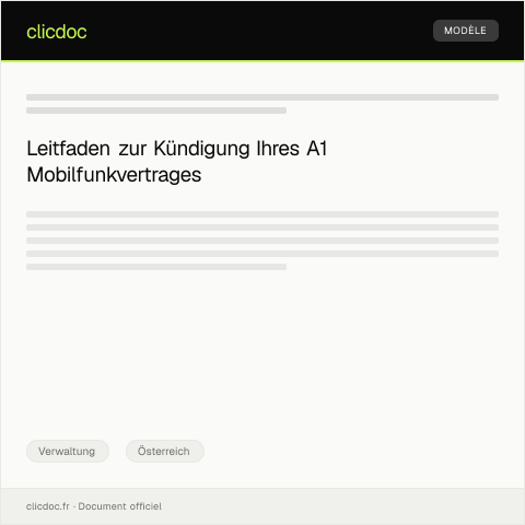 Dokumentvorschau: Kündigung meines Mobilfunkvertrages bei A1 — Verwaltung, Österreich