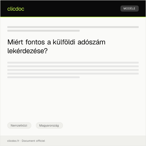 Document preview: Külföldi adószám lekérdezése a Nemzeti Adó- és Vámhivatalnál — Nemzetközi, Magyarország