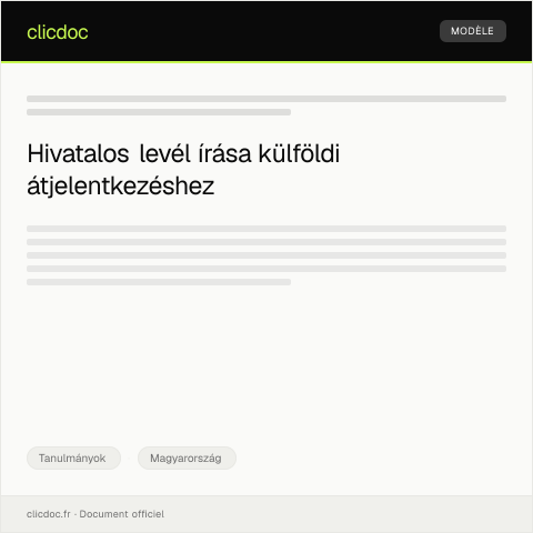 Document preview: Külföldi felsőoktatási intézménybe való átjelentkezés — Tanulmányok, Magyarország