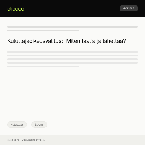 Document preview: Kuluttajaoikeusvalitus — Kuluttaja, Suomi