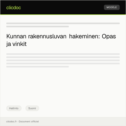 Document preview: Kunnan rakennusluvan hakemus — Hallinto, Suomi