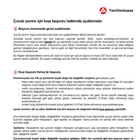 Dokumentvorschau: kurzantrag-auf-kinderzuschlag-bei-unveraenderten-erhaeltnissen-kiz-1-k-tuerkisch_ba047388 — Öffnet in neuem Tab Durumlarda bir değişiklik meydana gelmemesi hali için kısa başvuru (KiZ 1-K tk) Kurzantrag auf Kinderzuschlag bei unveränderten Verhältnissen (KiZ 1-K) (türkisch) pdf | 1.45 MB | barrierefrei — Familienkasse/kurzantrag, Deutschland (CERFA n°kurzantrag-auf-kinderzuschlag-bei-unveraenderten-erhaeltnissen-kiz-1-k-tuerkisch_ba047388)