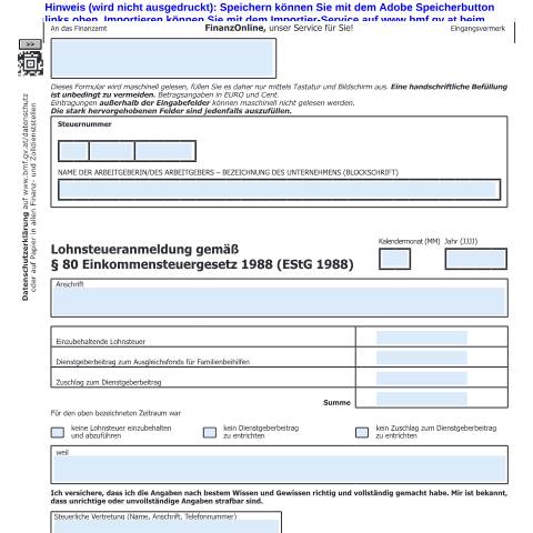 Dokumentvorschau: L27 — Lohnsteueranmeldung — Steuern, Österreich (CERFA n°L27)