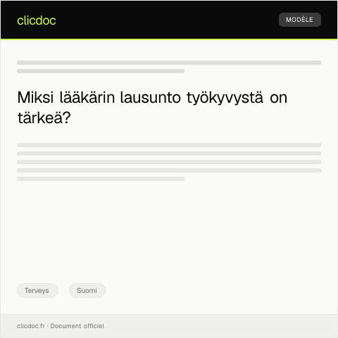 Document preview: Lääkärin lausunto työkyvystä — Terveys, Suomi
