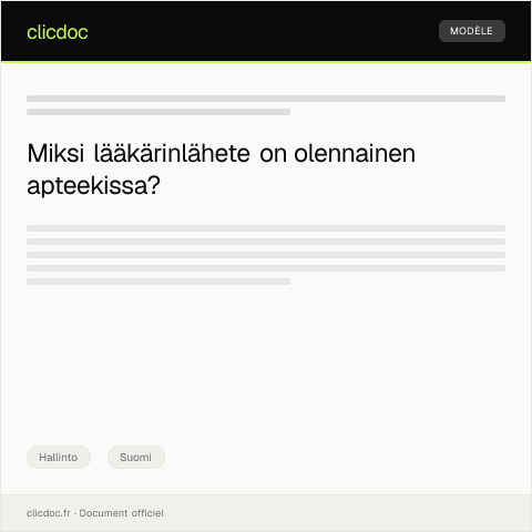 Document preview: Lääkärinlähete apteekkiin — Hallinto, Suomi
