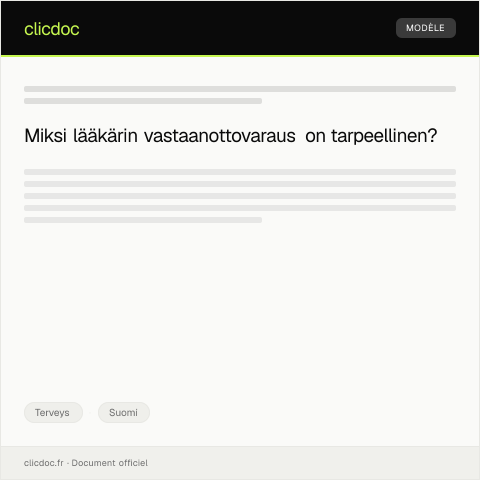 Document preview: Lääkärin vastaanottovaraus — Terveys, Suomi
