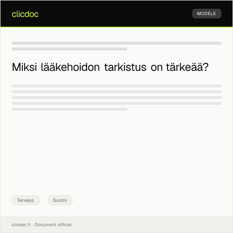 Document preview: Lääkehoidon tarkistus — Terveys, Suomi