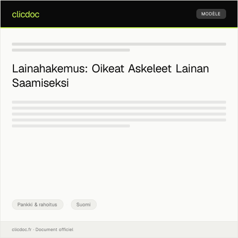 Document preview: Lainahakemus — Pankki & rahoitus, Suomi