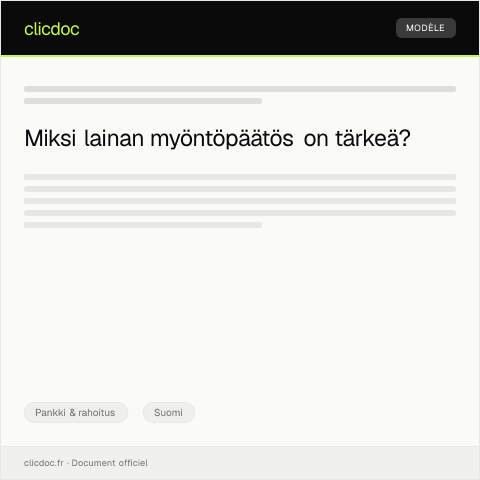 Document preview: Lainan myöntöpäätös — Pankki & rahoitus, Suomi