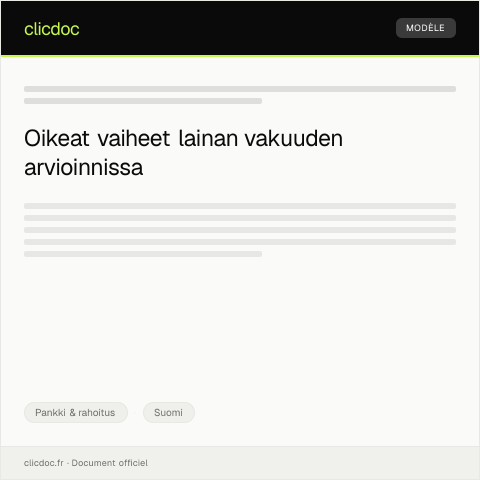 Document preview: Lainan vakuuden uudelleen arviointi — Pankki & rahoitus, Suomi