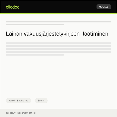 Document preview: Lainan vakuusjärjestely — Pankki & rahoitus, Suomi