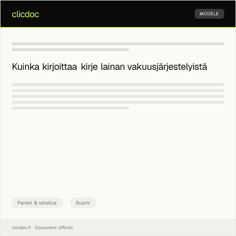 Document preview: Lainan vakuusjärjestelyt — Pankki & rahoitus, Suomi