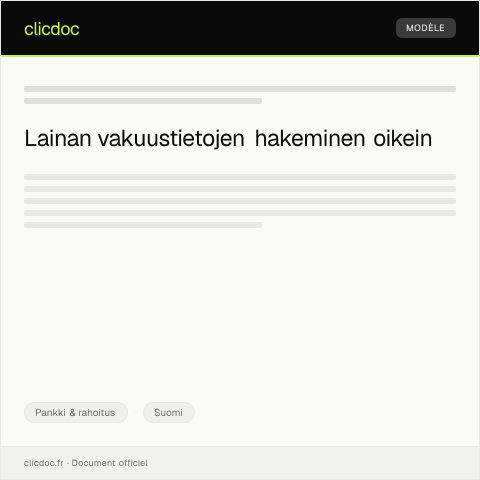 Document preview: Lainan vakuustiedot — Pankki & rahoitus, Suomi