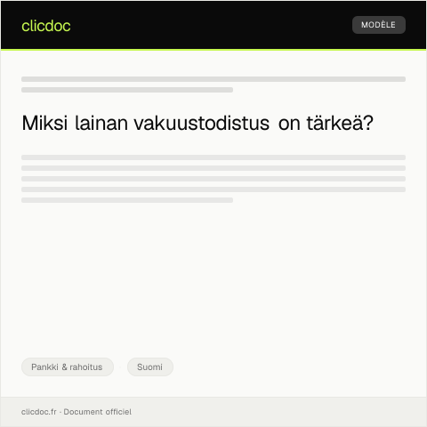 Document preview: Lainan vakuustodistus — Pankki & rahoitus, Suomi