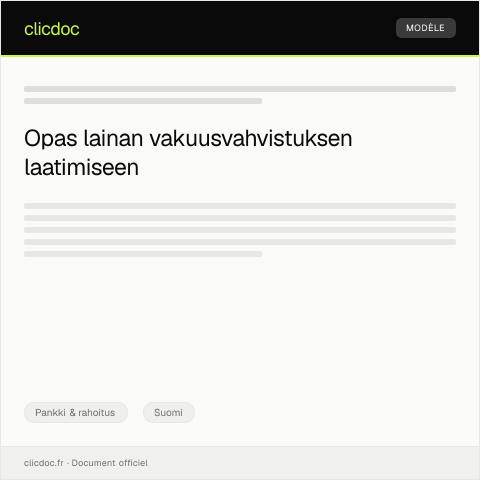 Document preview: Lainan vakuusvahvistus — Pankki & rahoitus, Suomi