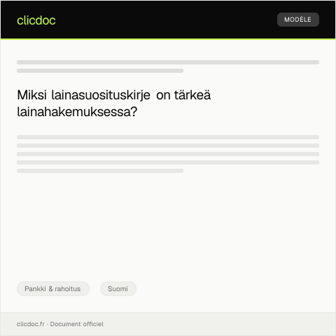 Document preview: Lainasuosituskirje — Pankki & rahoitus, Suomi